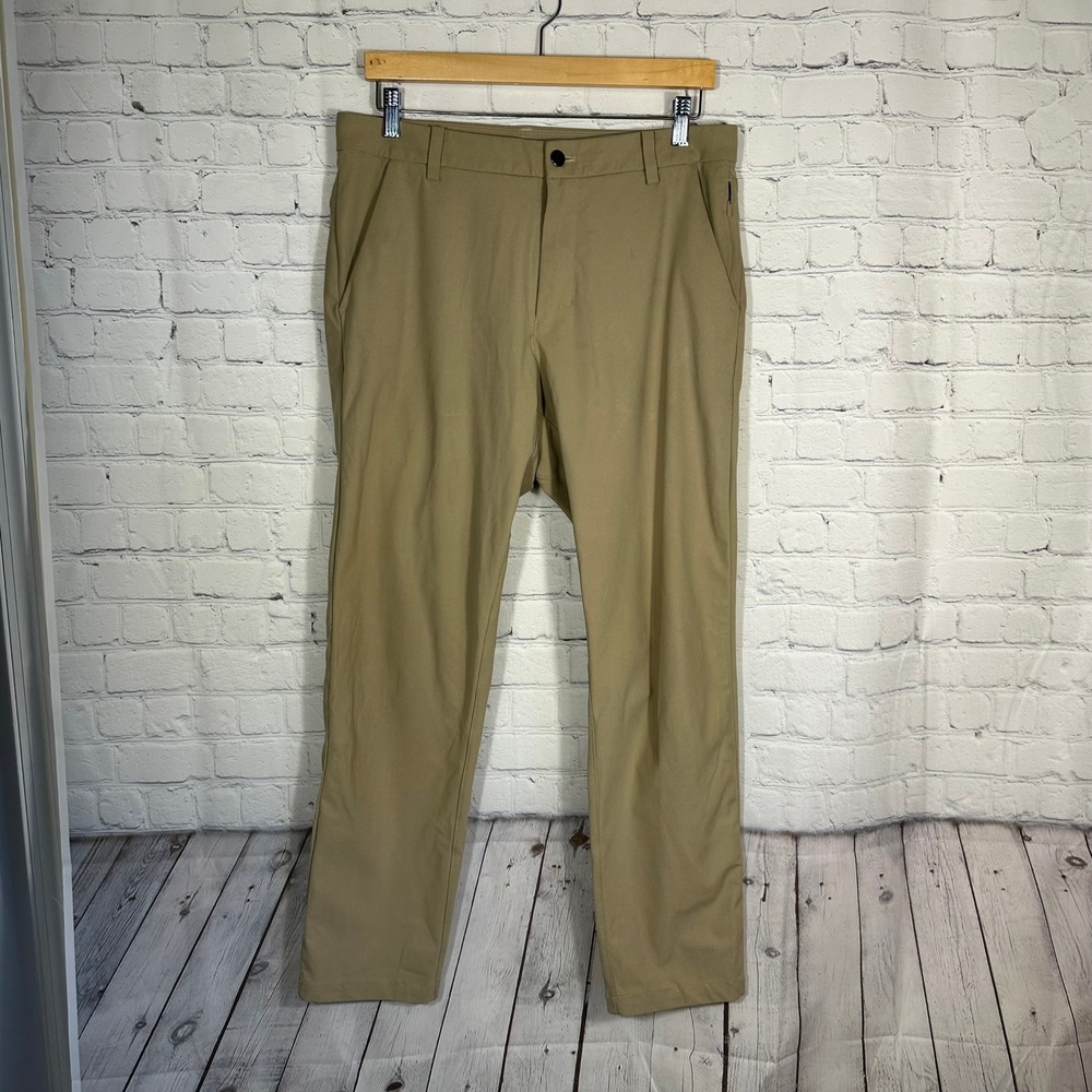 Lululemon Commission Pant Slim Mens‎ 33 Khaki Tan Technical Chino Trousers